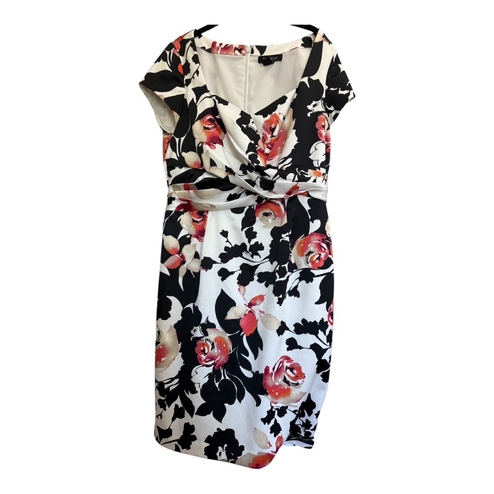 White House Black Market Pink and Black floral dress size 12